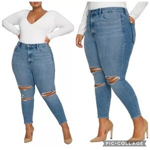 Good American Good Legs Skinny Distressed Raw Hem Jeans Sz16